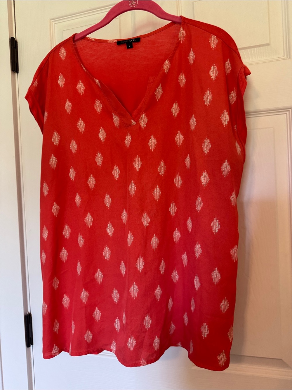 Papermoon Red Patterned V-Neck Tunic Top